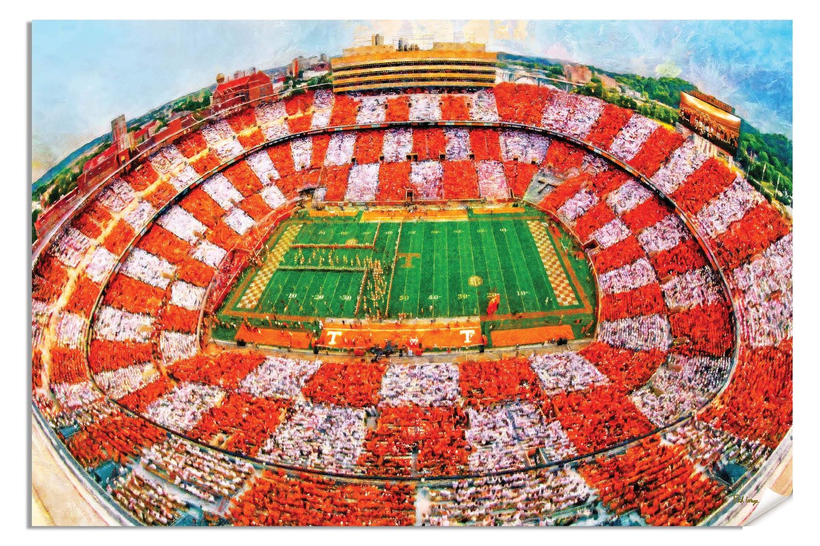 Neyland Stadium College NCAA painting print artwork pic tennessee vol tn volunteer football poster Checkerboard Stands TnNeyOW1MC1
