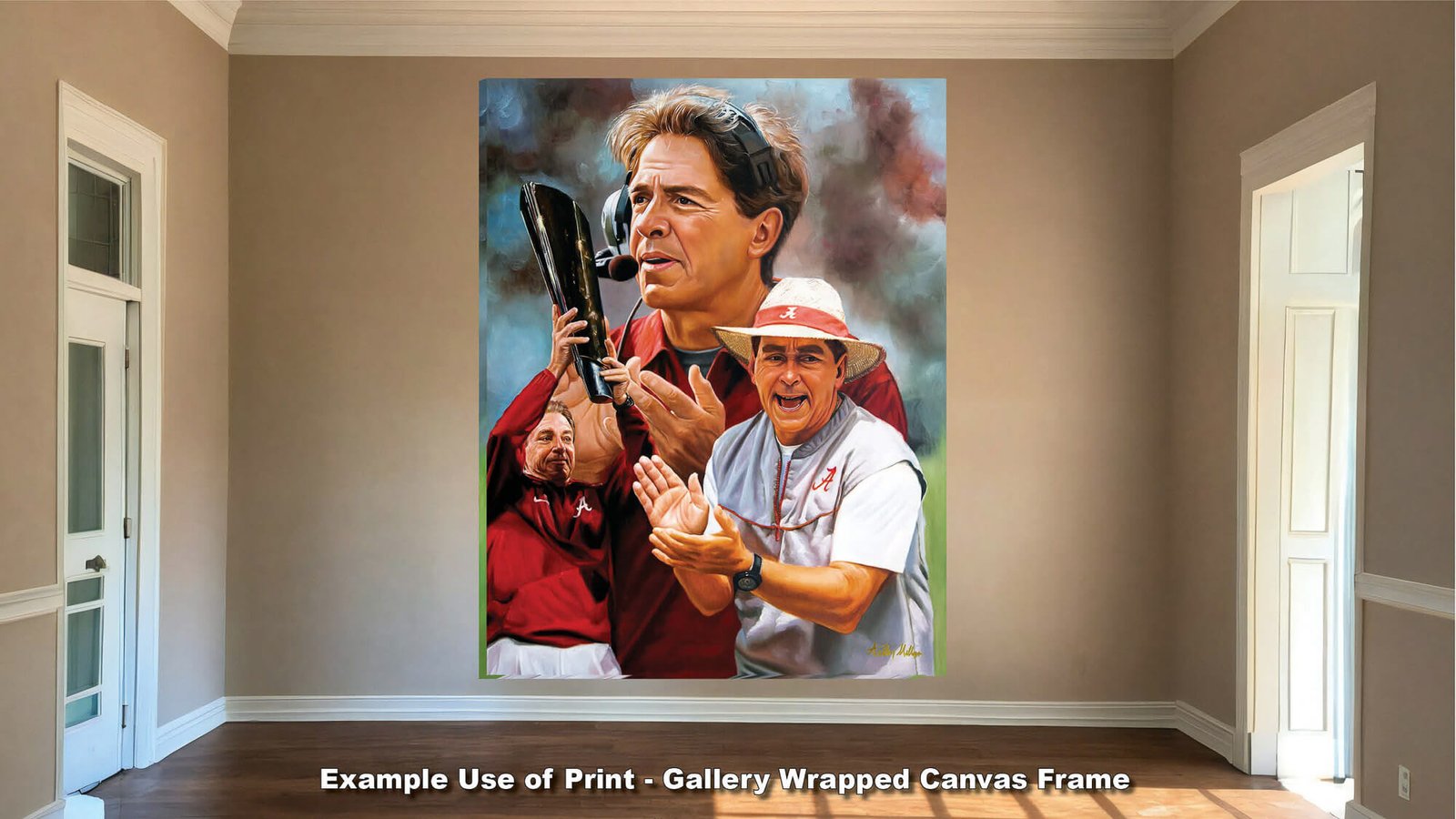 Nick Saban artwork painting print wall art Head Coach National Champions NCAA College Football Alabama Crimson Tide canvas prints AlaTdeSabn1AM3 11
