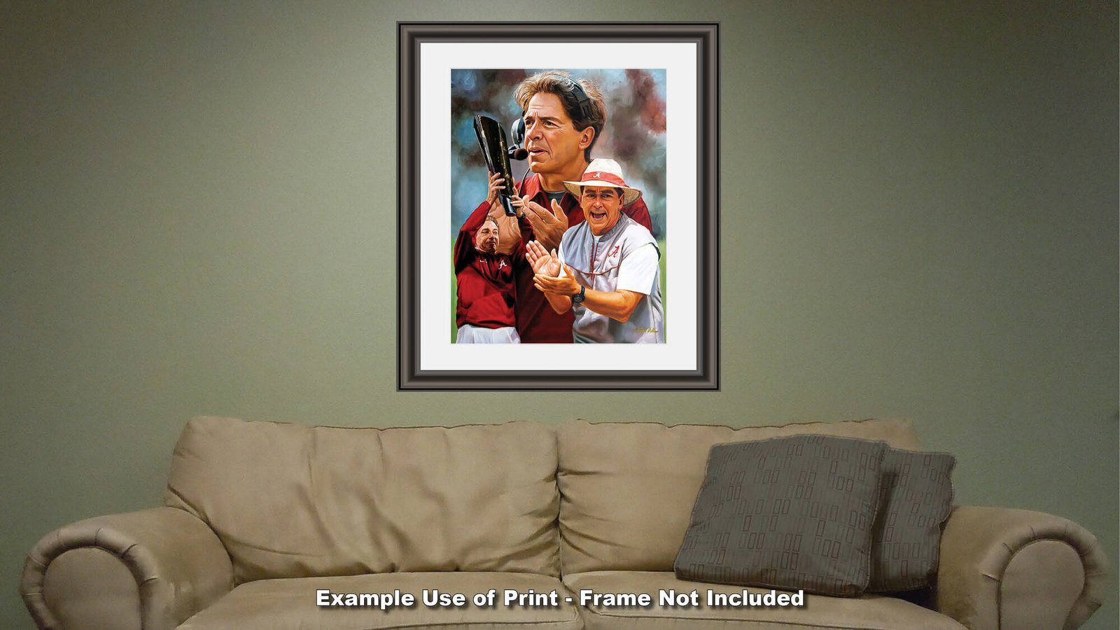 Nick Saban artwork painting print wall art Head Coach National Champions NCAA College Football Alabama Crimson Tide canvas prints AlaTdeSabn1AM3 12