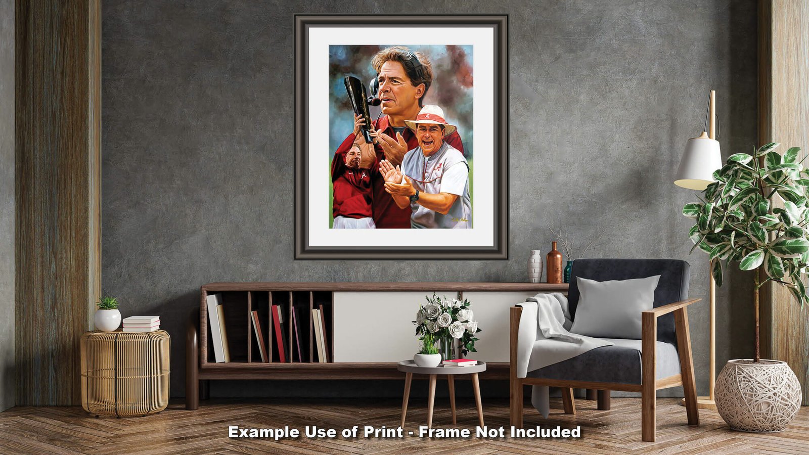 Nick Saban artwork painting print wall art Head Coach National Champions NCAA College Football Alabama Crimson Tide canvas prints AlaTdeSabn1AM3 13