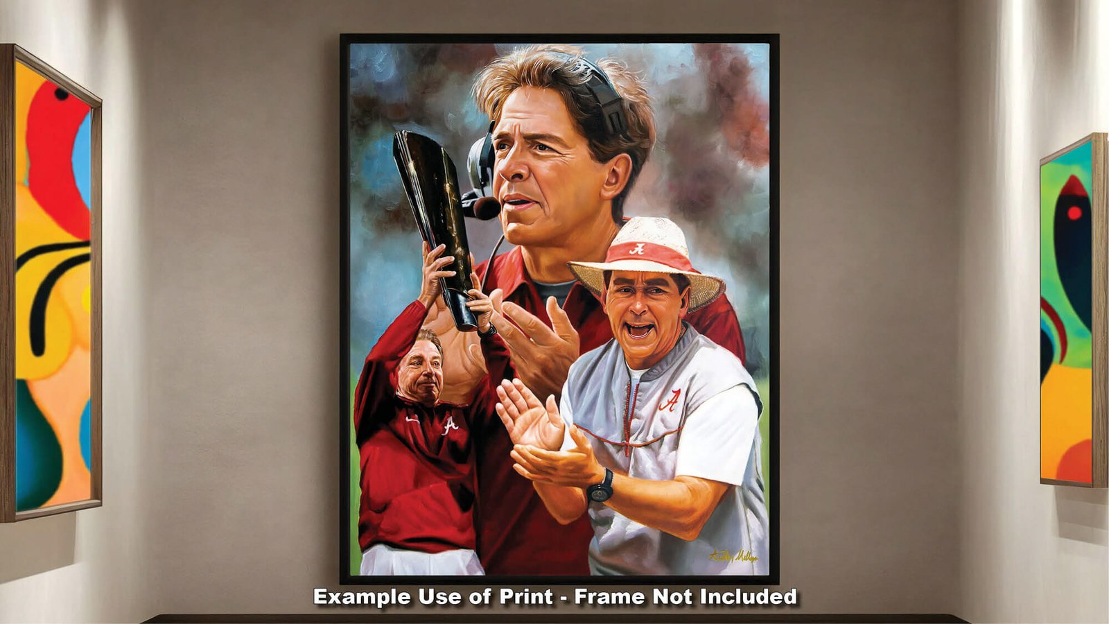 Nick Saban artwork painting print wall art Head Coach National Champions NCAA College Football Alabama Crimson Tide canvas prints AlaTdeSabn1AM3 14