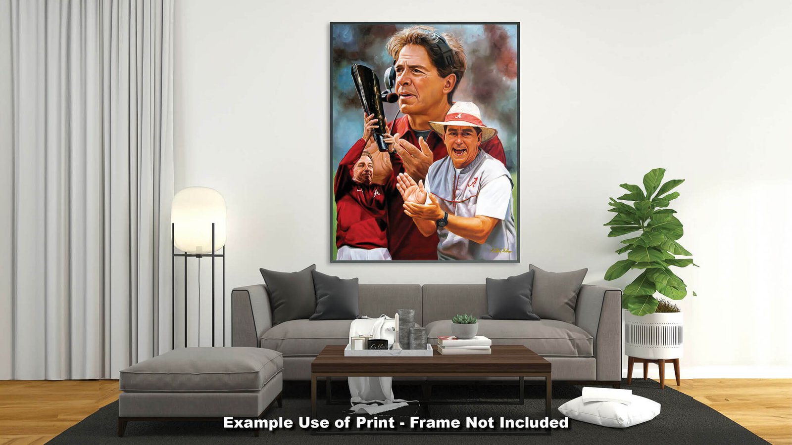 Nick Saban artwork painting print wall art Head Coach National Champions NCAA College Football Alabama Crimson Tide canvas prints AlaTdeSabn1AM3 16