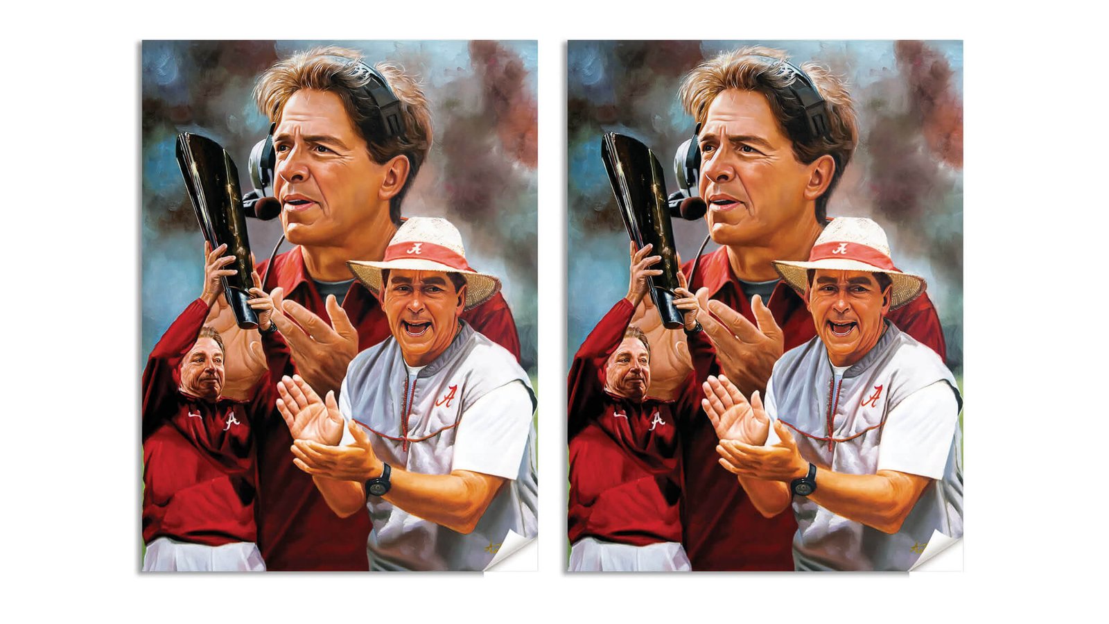 Nick Saban artwork painting print wall art Head Coach National Champions NCAA College Football Alabama Crimson Tide canvas prints AlaTdeSabn1AM3 24