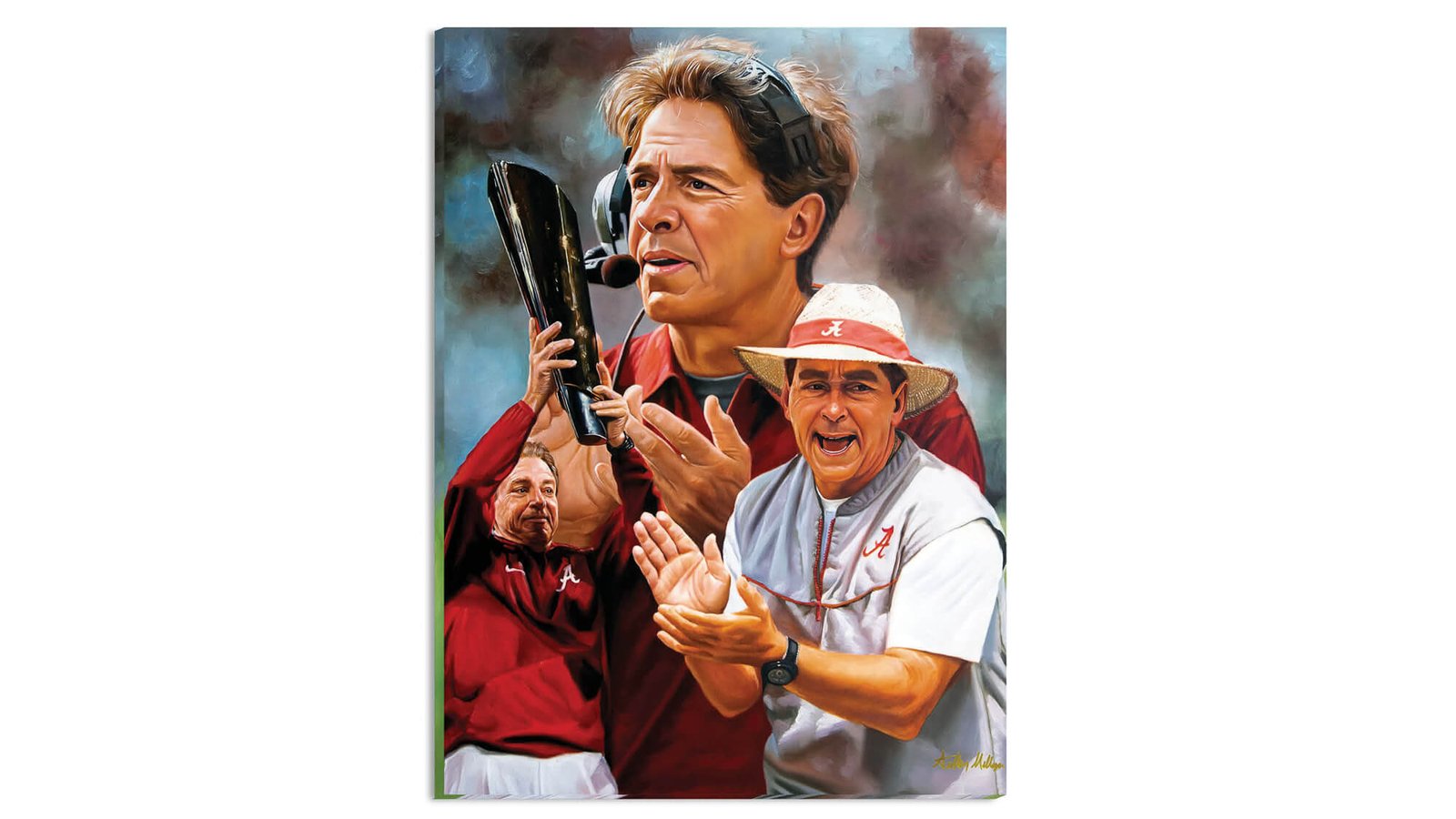 Nick Saban artwork painting print wall art Head Coach National Champions NCAA College Football Alabama Crimson Tide canvas prints AlaTdeSabn1AM3 25