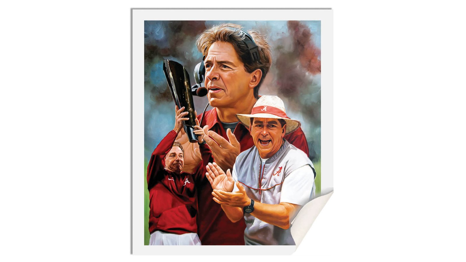 Nick Saban artwork painting print wall art Head Coach National Champions NCAA College Football Alabama Crimson Tide canvas prints AlaTdeSabn1AM3 27