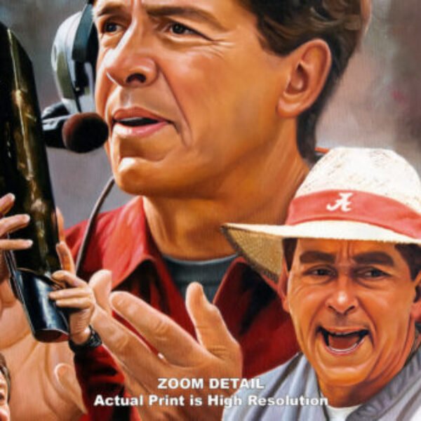 Nick Saban artwork painting print wall art Head Coach National Champions NCAA College Football Alabama Crimson Tide canvas prints AlaTdeSabn1AM3 3