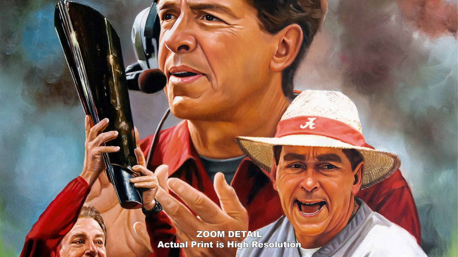 Nick Saban artwork painting print wall art Head Coach National Champions NCAA College Football Alabama Crimson Tide canvas prints AlaTdeSabn1AM3 3
