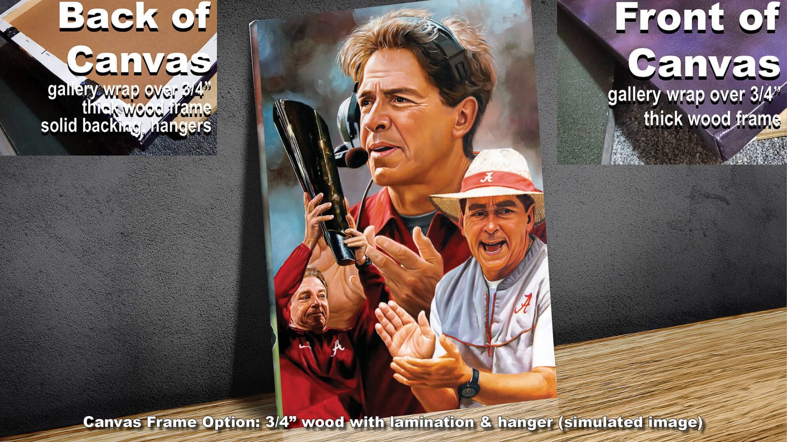Nick Saban artwork painting print wall art Head Coach National Champions NCAA College Football Alabama Crimson Tide canvas prints AlaTdeSabn1AM3 4