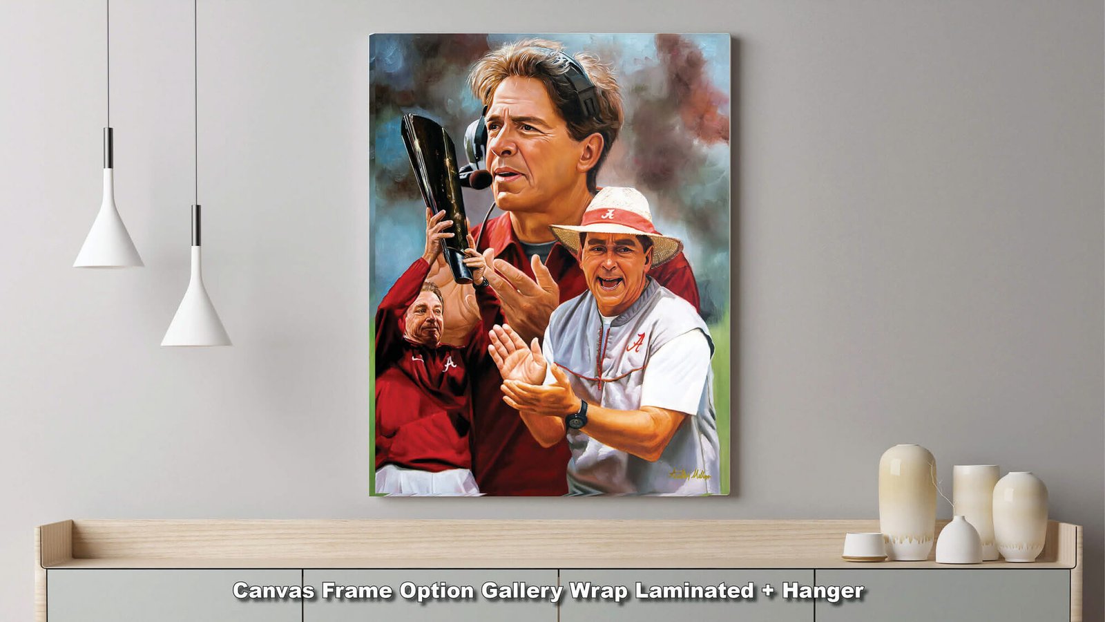 Nick Saban artwork painting print wall art Head Coach National Champions NCAA College Football Alabama Crimson Tide canvas prints AlaTdeSabn1AM3 6