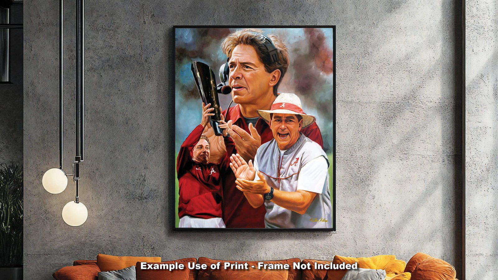 Nick Saban artwork painting print wall art Head Coach National Champions NCAA College Football Alabama Crimson Tide canvas prints AlaTdeSabn1AM3 7