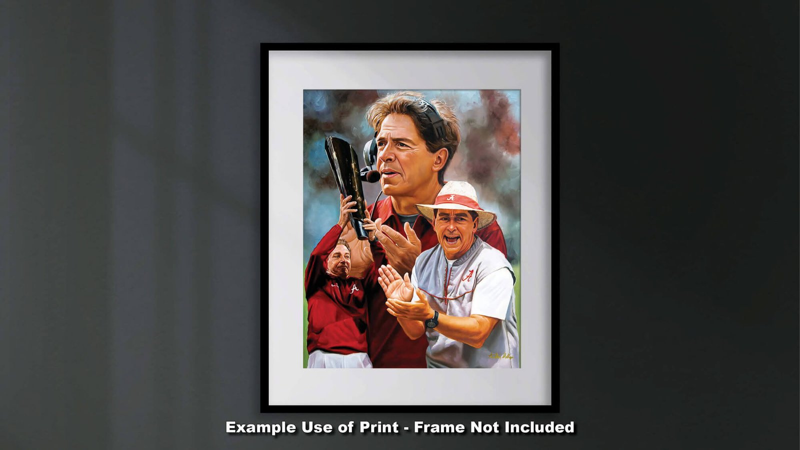 Nick Saban artwork painting print wall art Head Coach National Champions NCAA College Football Alabama Crimson Tide canvas prints AlaTdeSabn1AM3 8