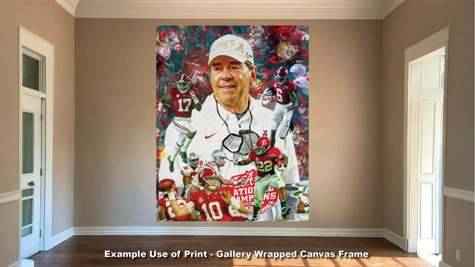 Nick Saban canvas prints National Champions wall art artwork Head Coach Alabama Crimson Tide painting print NCAA College Football AlaTdeNC2020AM3 11