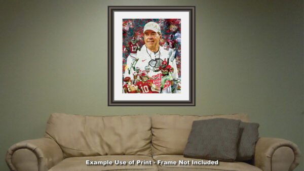 Nick Saban canvas prints National Champions wall art artwork Head Coach Alabama Crimson Tide painting print NCAA College Football AlaTdeNC2020AM3 12