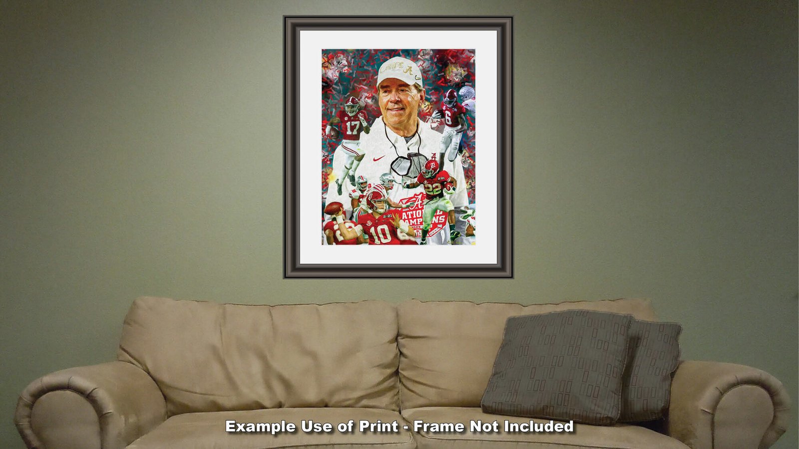 Nick Saban canvas prints National Champions wall art artwork Head Coach Alabama Crimson Tide painting print NCAA College Football AlaTdeNC2020AM3 12