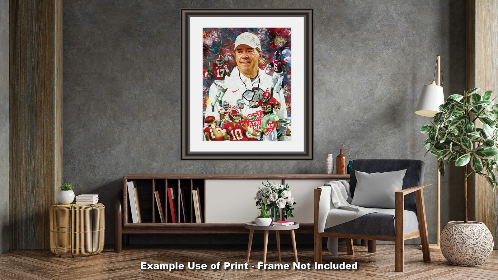 Nick Saban canvas prints National Champions wall art artwork Head Coach Alabama Crimson Tide painting print NCAA College Football AlaTdeNC2020AM3 13