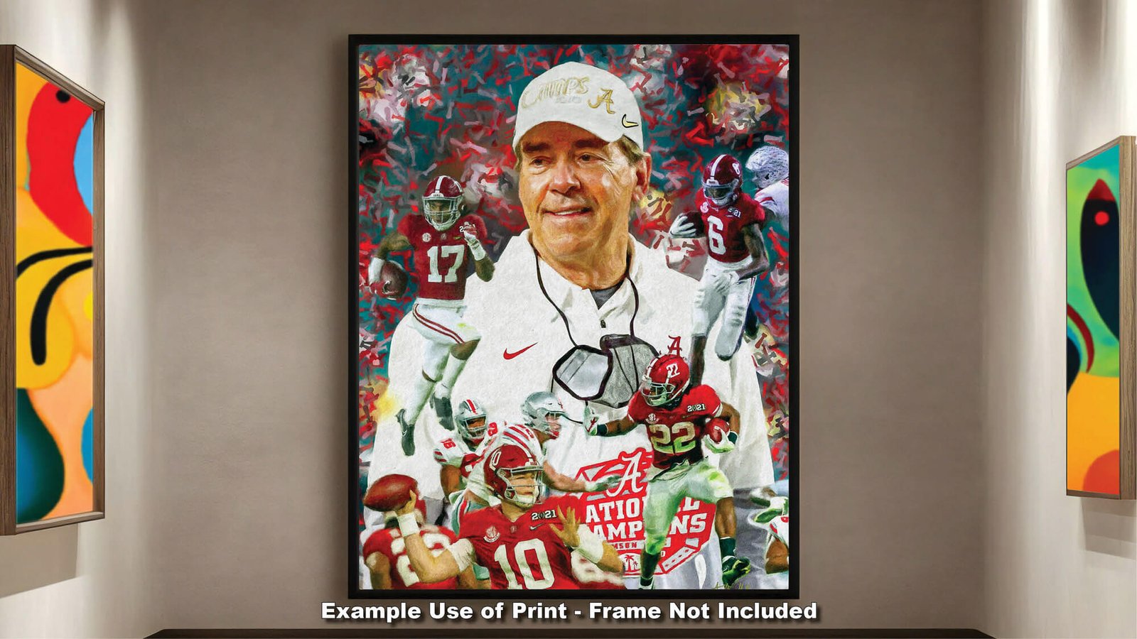 Nick Saban canvas prints National Champions wall art artwork Head Coach Alabama Crimson Tide painting print NCAA College Football AlaTdeNC2020AM3 14