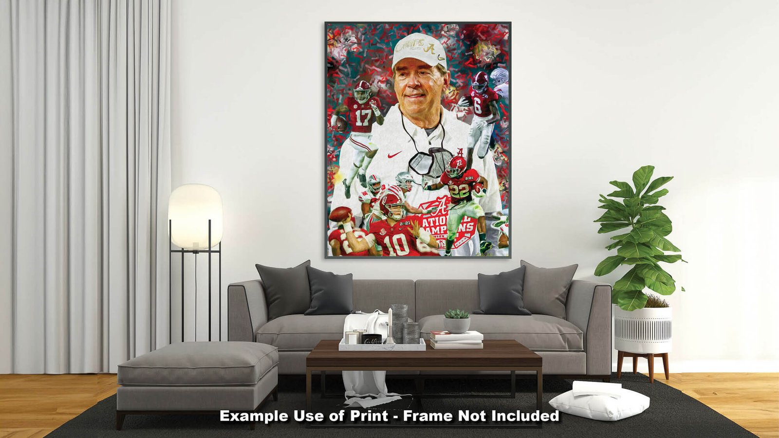 Nick Saban canvas prints National Champions wall art artwork Head Coach Alabama Crimson Tide painting print NCAA College Football AlaTdeNC2020AM3 16