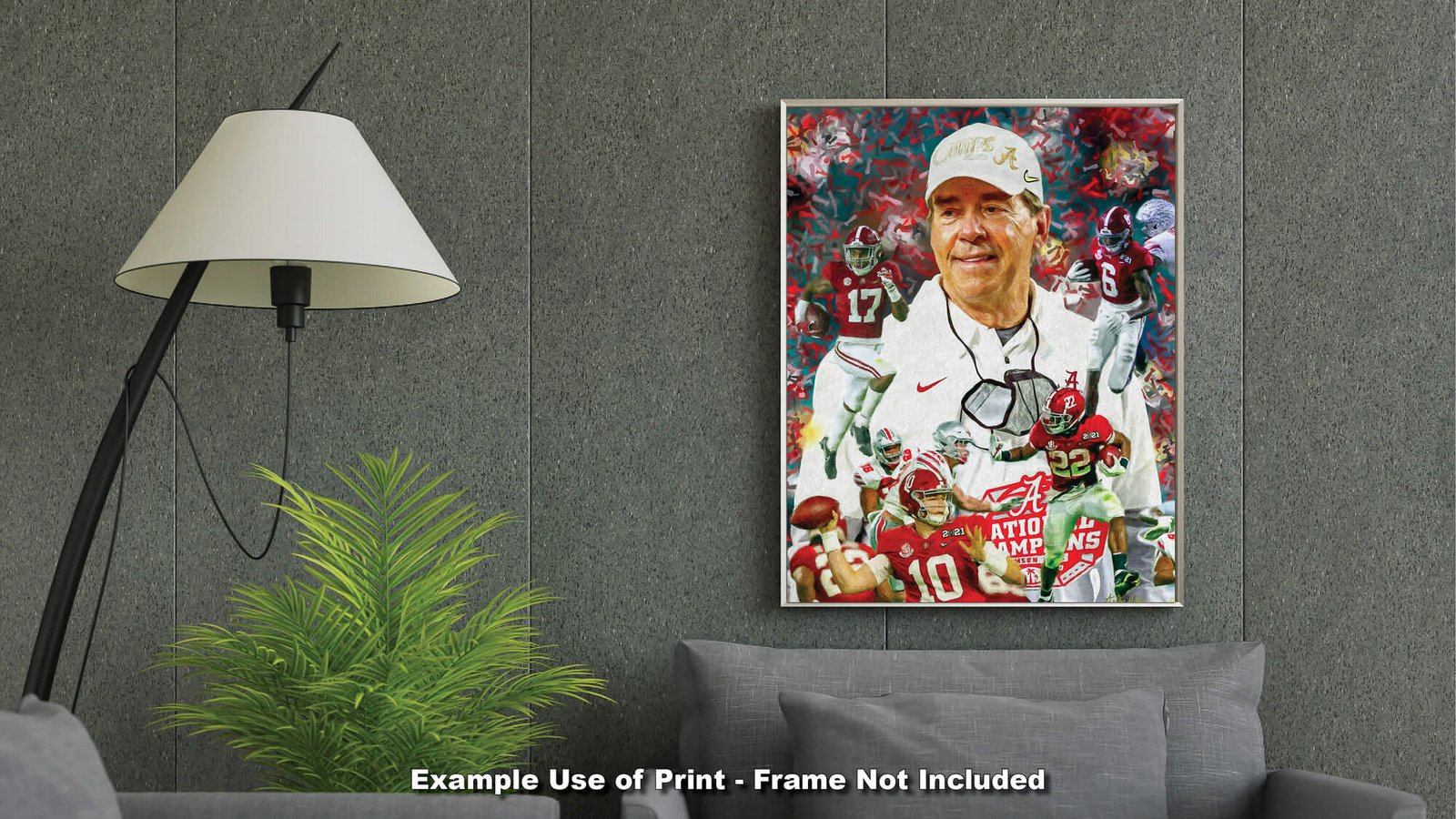 Nick Saban canvas prints National Champions wall art artwork Head Coach Alabama Crimson Tide painting print NCAA College Football AlaTdeNC2020AM3 17