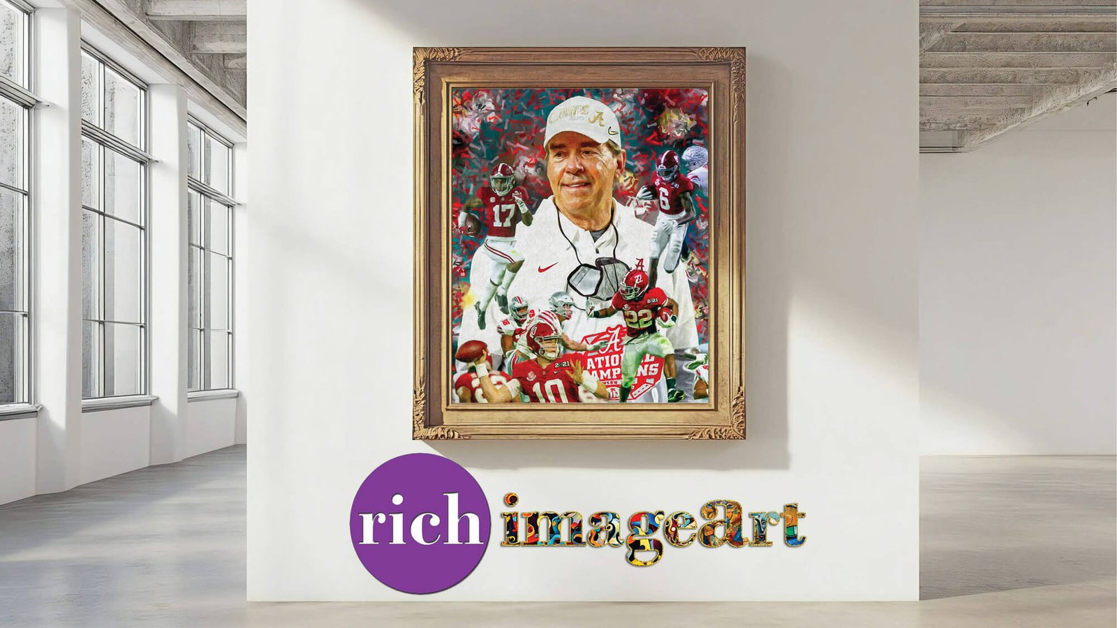 Nick Saban canvas prints National Champions wall art artwork Head Coach Alabama Crimson Tide painting print NCAA College Football AlaTdeNC2020AM3 2