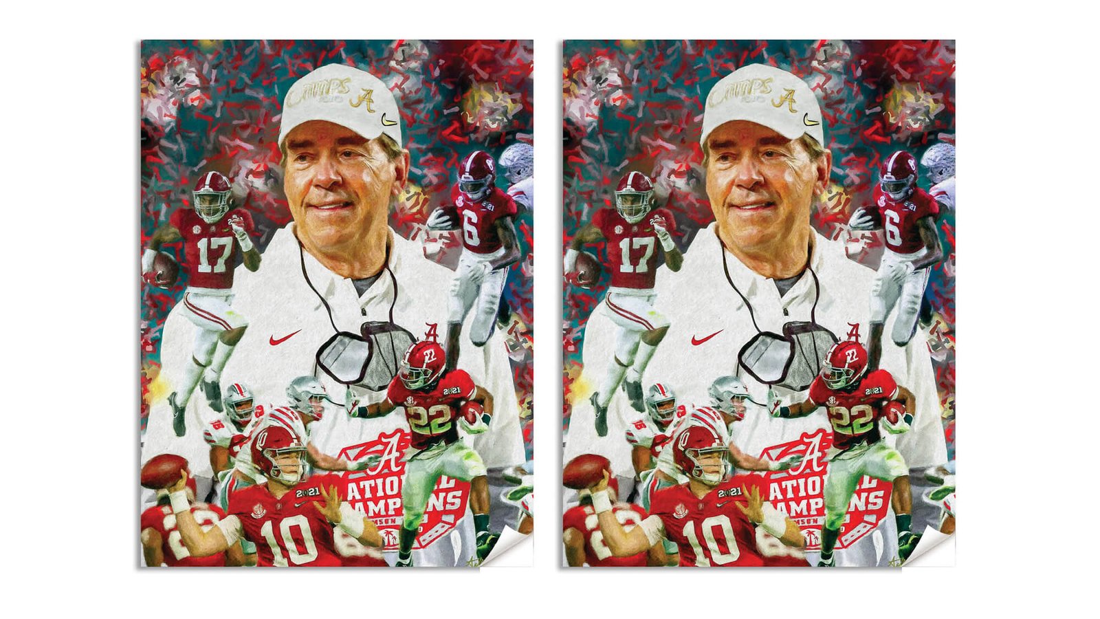 Nick Saban canvas prints National Champions wall art artwork Head Coach Alabama Crimson Tide painting print NCAA College Football AlaTdeNC2020AM3 24