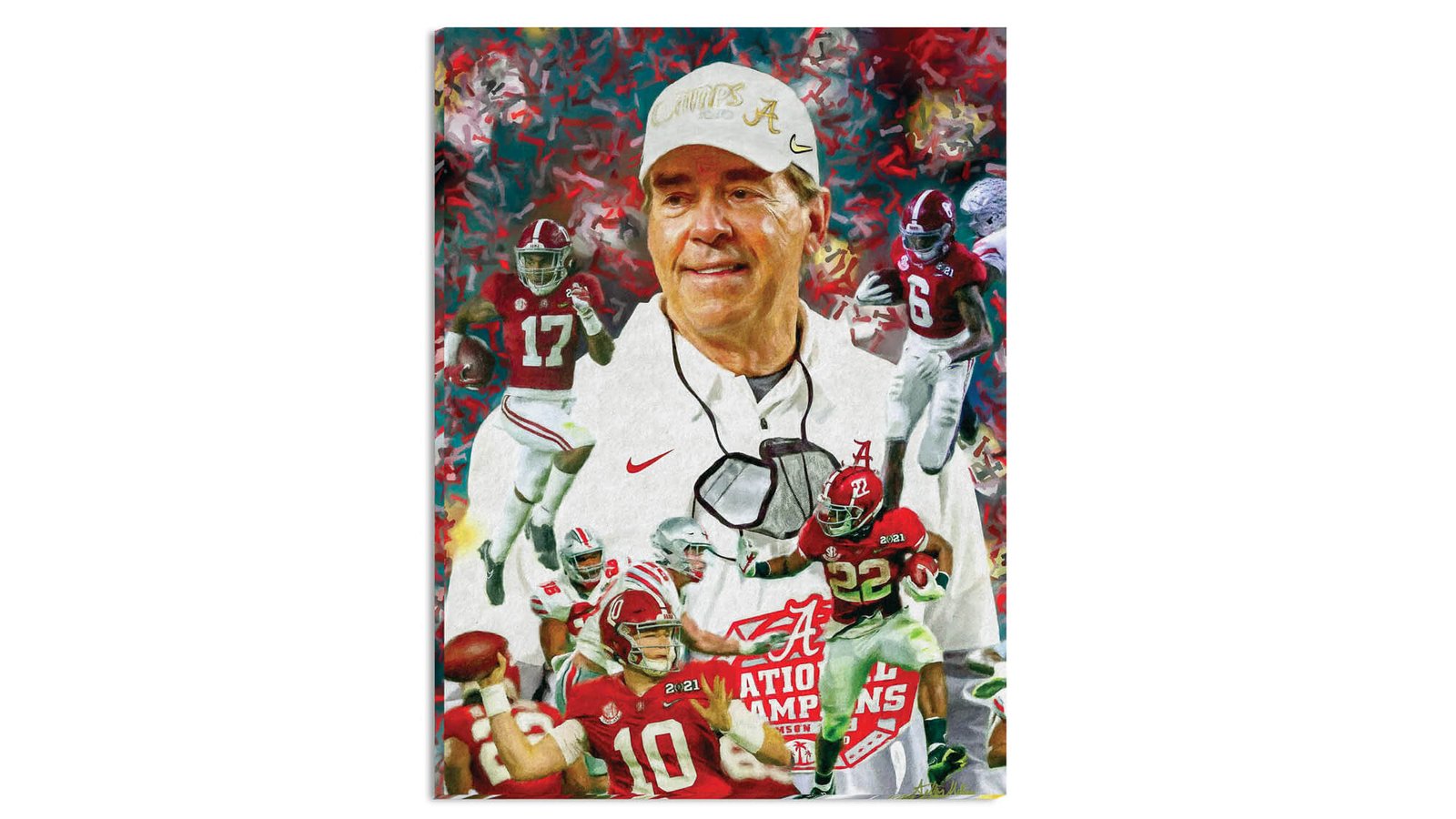 Nick Saban canvas prints National Champions wall art artwork Head Coach Alabama Crimson Tide painting print NCAA College Football AlaTdeNC2020AM3 25