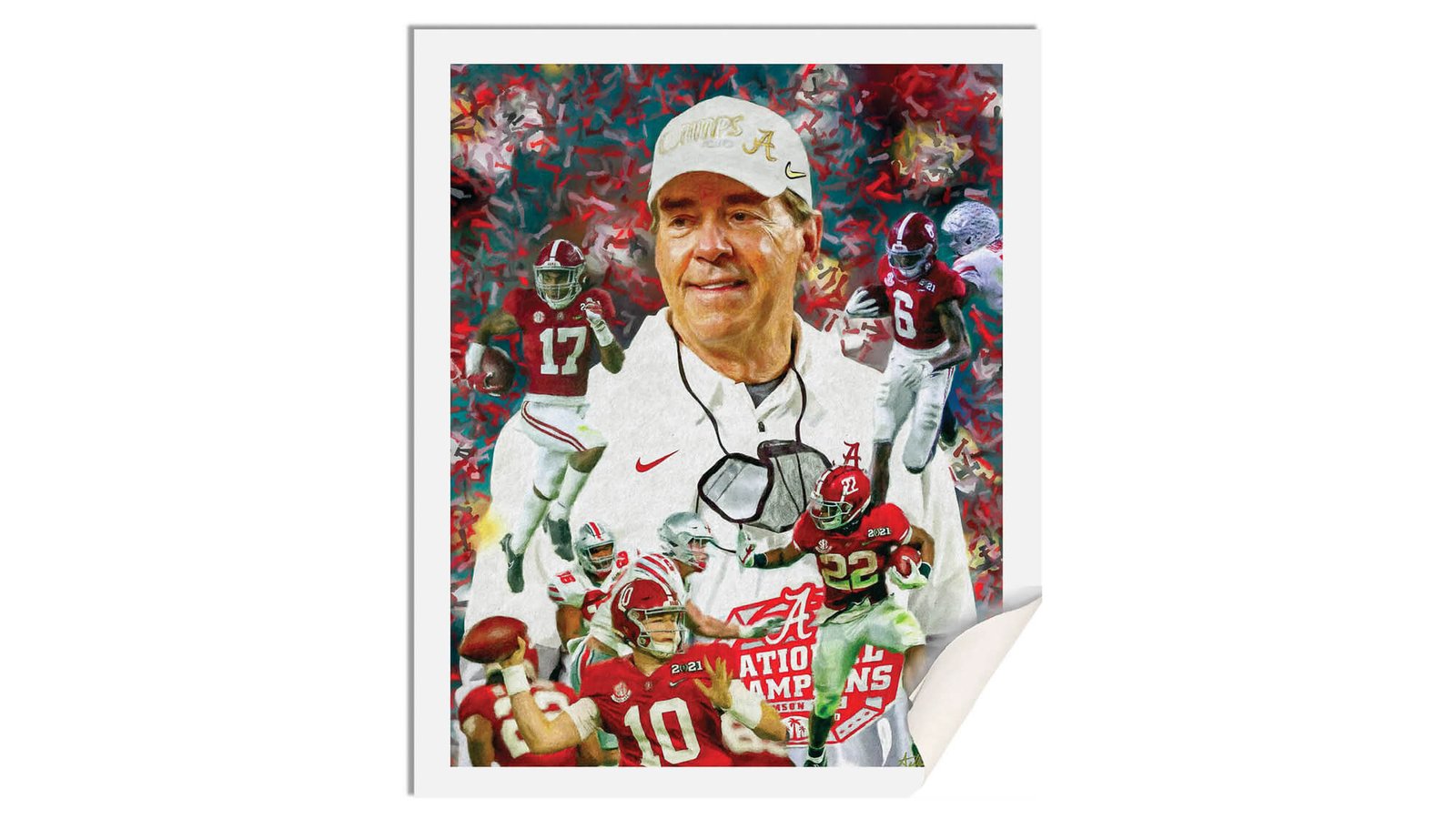 Nick Saban canvas prints National Champions wall art artwork Head Coach Alabama Crimson Tide painting print NCAA College Football AlaTdeNC2020AM3 27