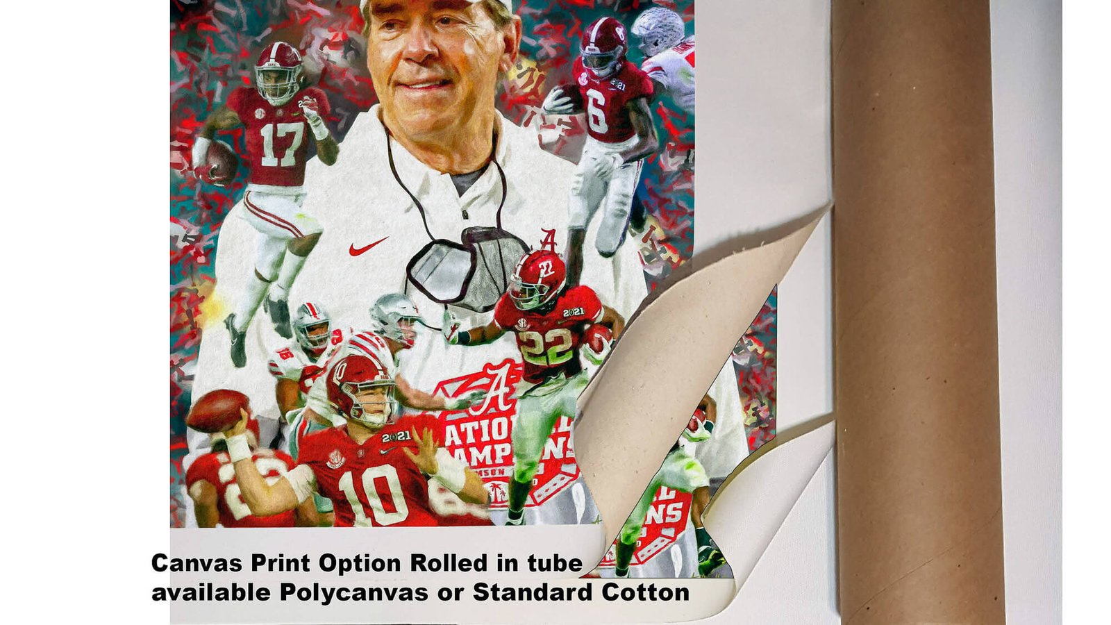 Nick Saban canvas prints National Champions wall art artwork Head Coach Alabama Crimson Tide painting print NCAA College Football AlaTdeNC2020AM3 5