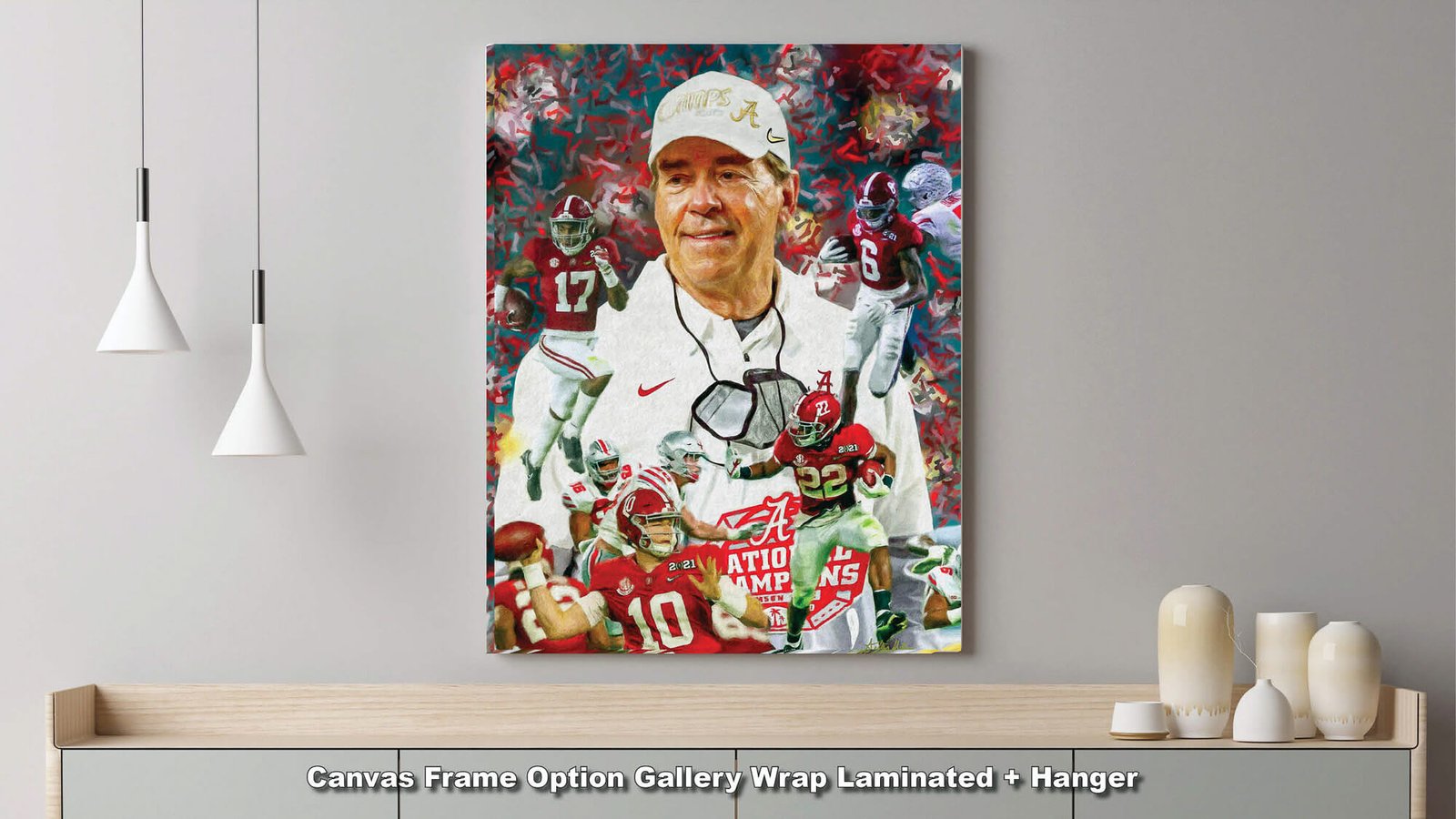Nick Saban canvas prints National Champions wall art artwork Head Coach Alabama Crimson Tide painting print NCAA College Football AlaTdeNC2020AM3 6