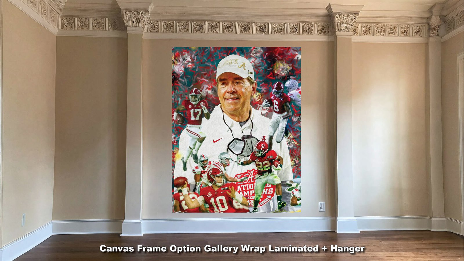 Nick Saban canvas prints National Champions wall art artwork Head Coach Alabama Crimson Tide painting print NCAA College Football AlaTdeNC2020AM3 9