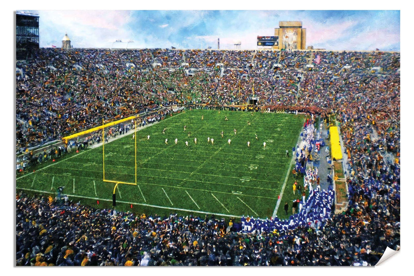 Notre Dame nd stadium painting print Touchdown Jesus football team Fighting Irish College NCAA Stadium artwork NtrDm1MC1