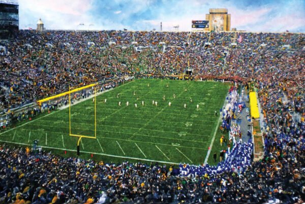 Notre Dame nd stadium painting print Touchdown Jesus football team Fighting Irish College NCAA Stadium artwork NtrDm1MC1 1