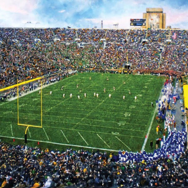 Notre Dame nd stadium painting print Touchdown Jesus football team Fighting Irish College NCAA Stadium artwork NtrDm1MC1 1