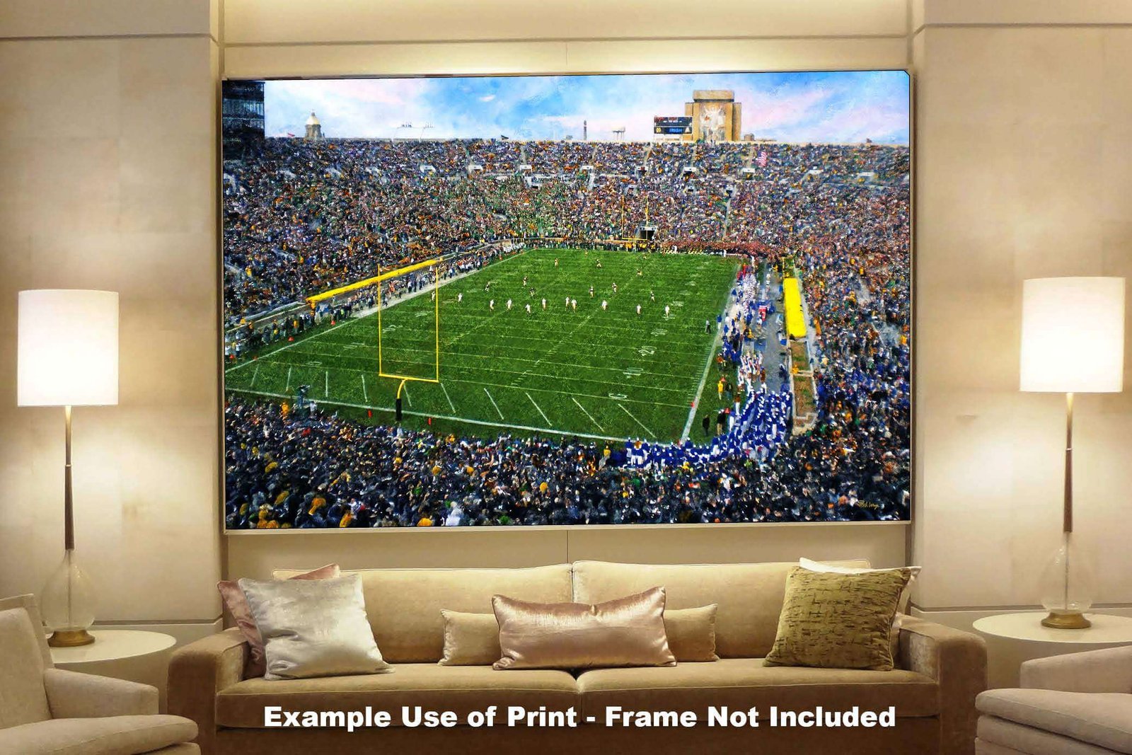 Notre Dame nd stadium painting print Touchdown Jesus football team Fighting Irish College NCAA Stadium artwork NtrDm1MC1 17