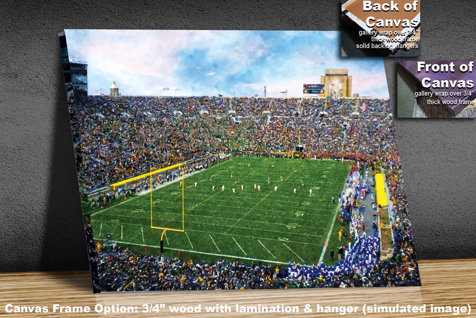 Notre Dame nd stadium painting print Touchdown Jesus football team Fighting Irish College NCAA Stadium artwork NtrDm1MC1 2