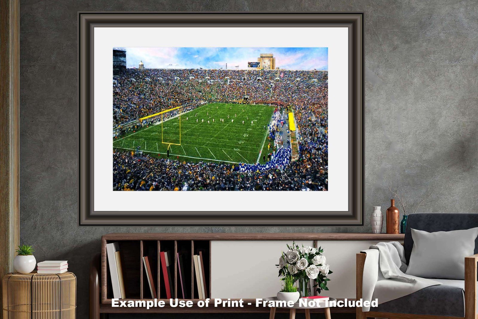 Notre Dame nd stadium painting print Touchdown Jesus football team Fighting Irish College NCAA Stadium artwork NtrDm1MC1 20