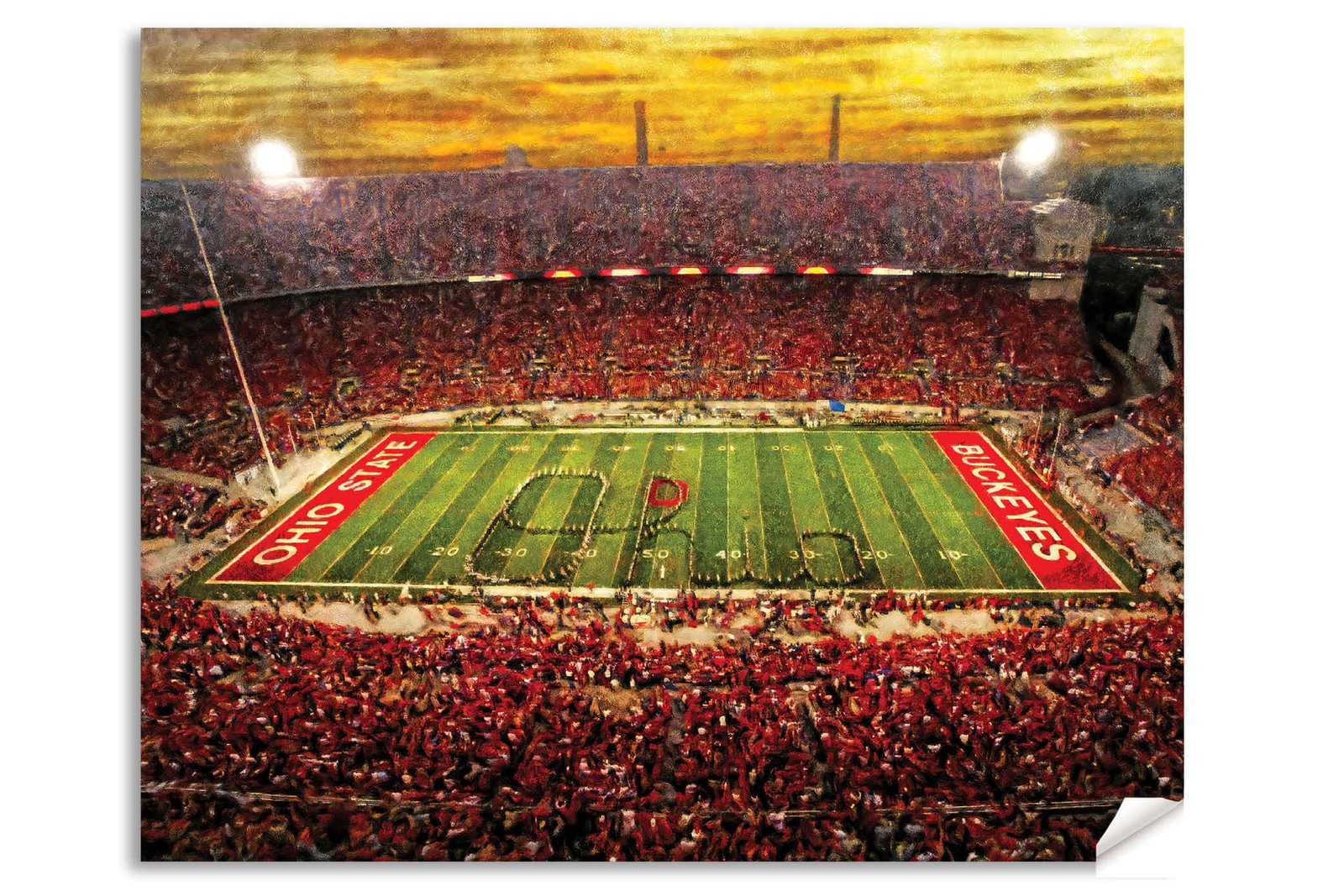 OSU Football poster painting print pic football team field Buckeyes College NCAA Ohio Stadium artwork OSUstd1MC1 13