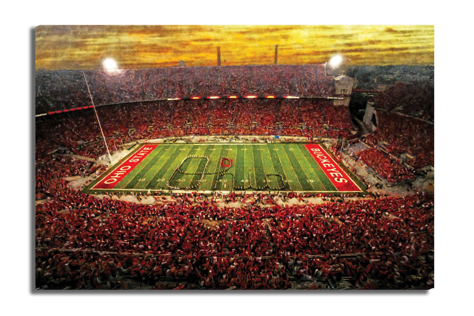 OSU Football poster painting print pic football team field Buckeyes College NCAA Ohio Stadium artwork OSUstd1MC1 15