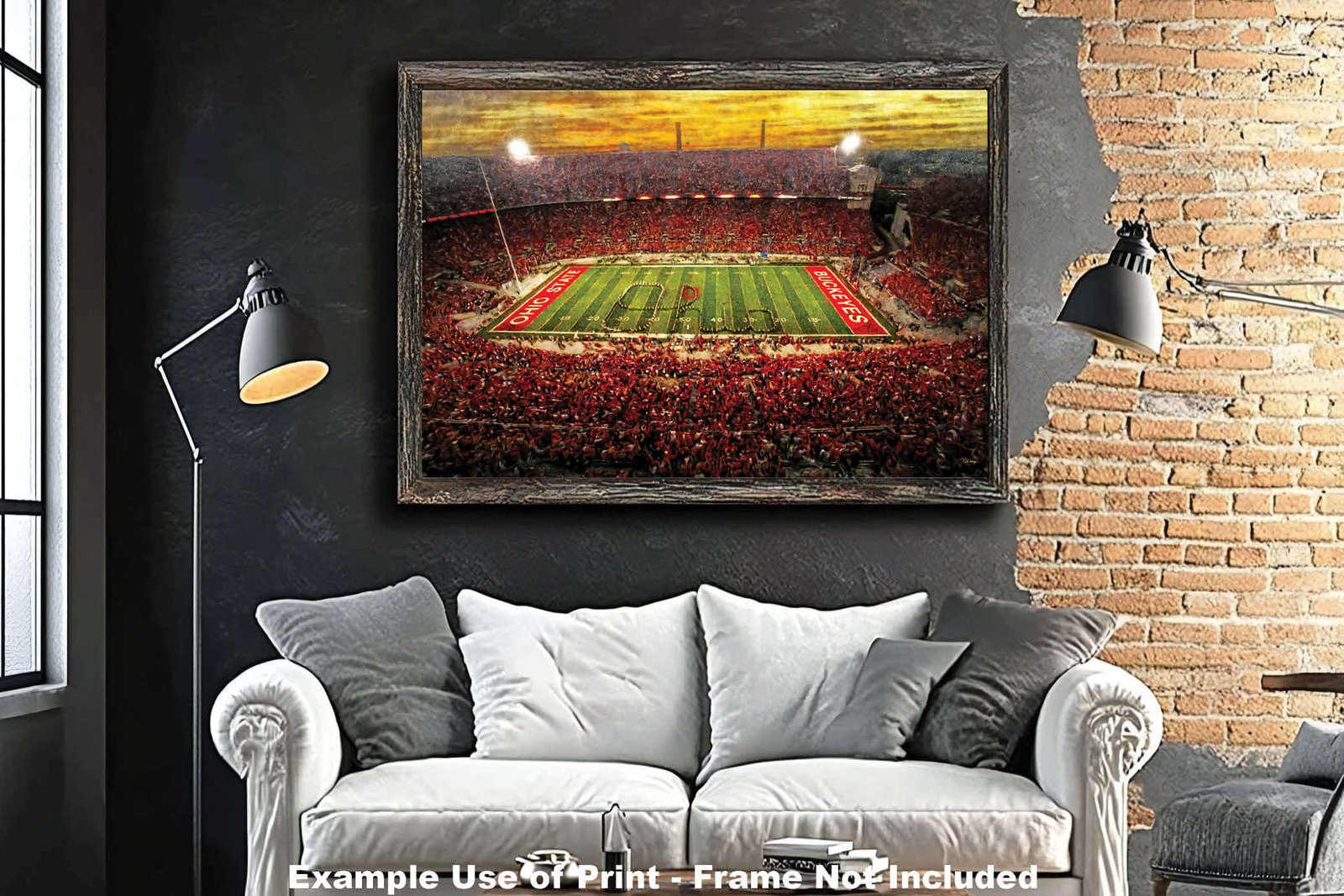 OSU Football poster painting print pic football team field Buckeyes College NCAA Ohio Stadium artwork OSUstd1MC1 18