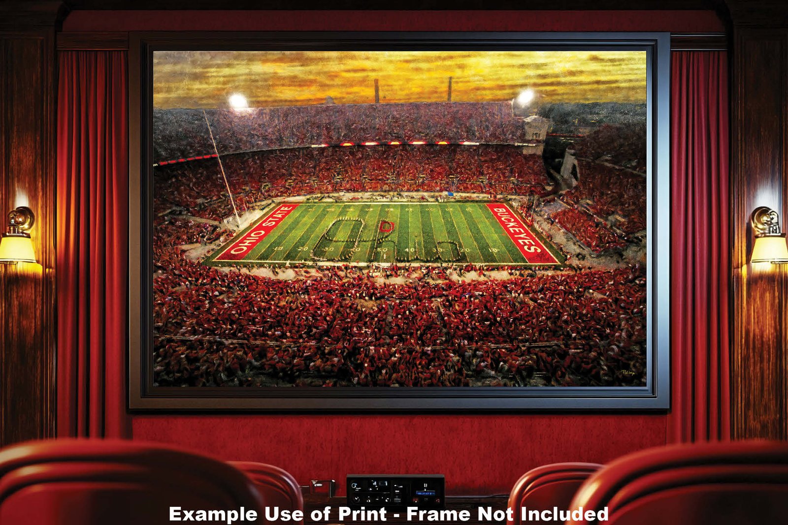 OSU Football poster painting print pic football team field Buckeyes College NCAA Ohio Stadium artwork OSUstd1MC1 19