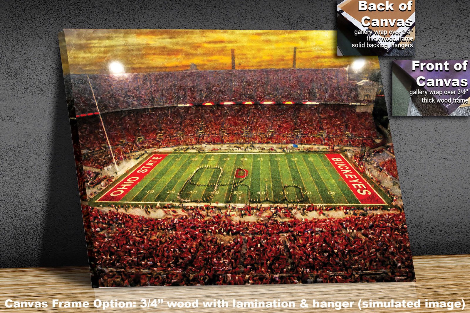 OSU Football poster painting print pic football team field Buckeyes College NCAA Ohio Stadium artwork OSUstd1MC1 2