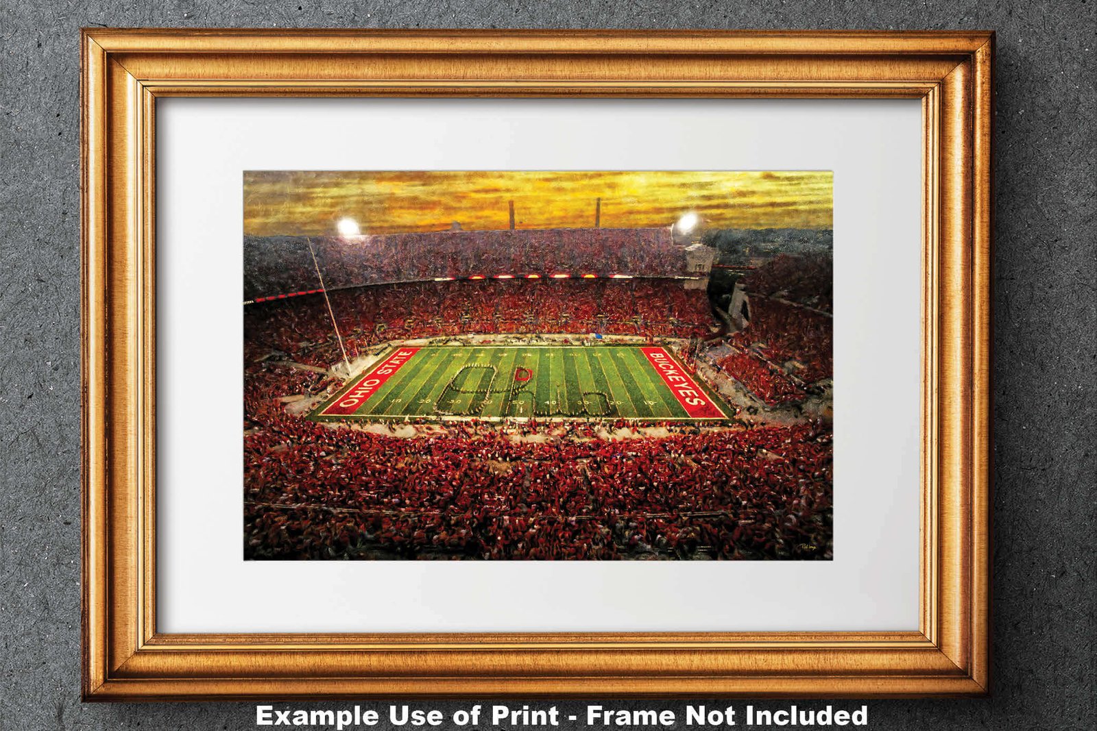 OSU Football poster painting print pic football team field Buckeyes College NCAA Ohio Stadium artwork OSUstd1MC1 22