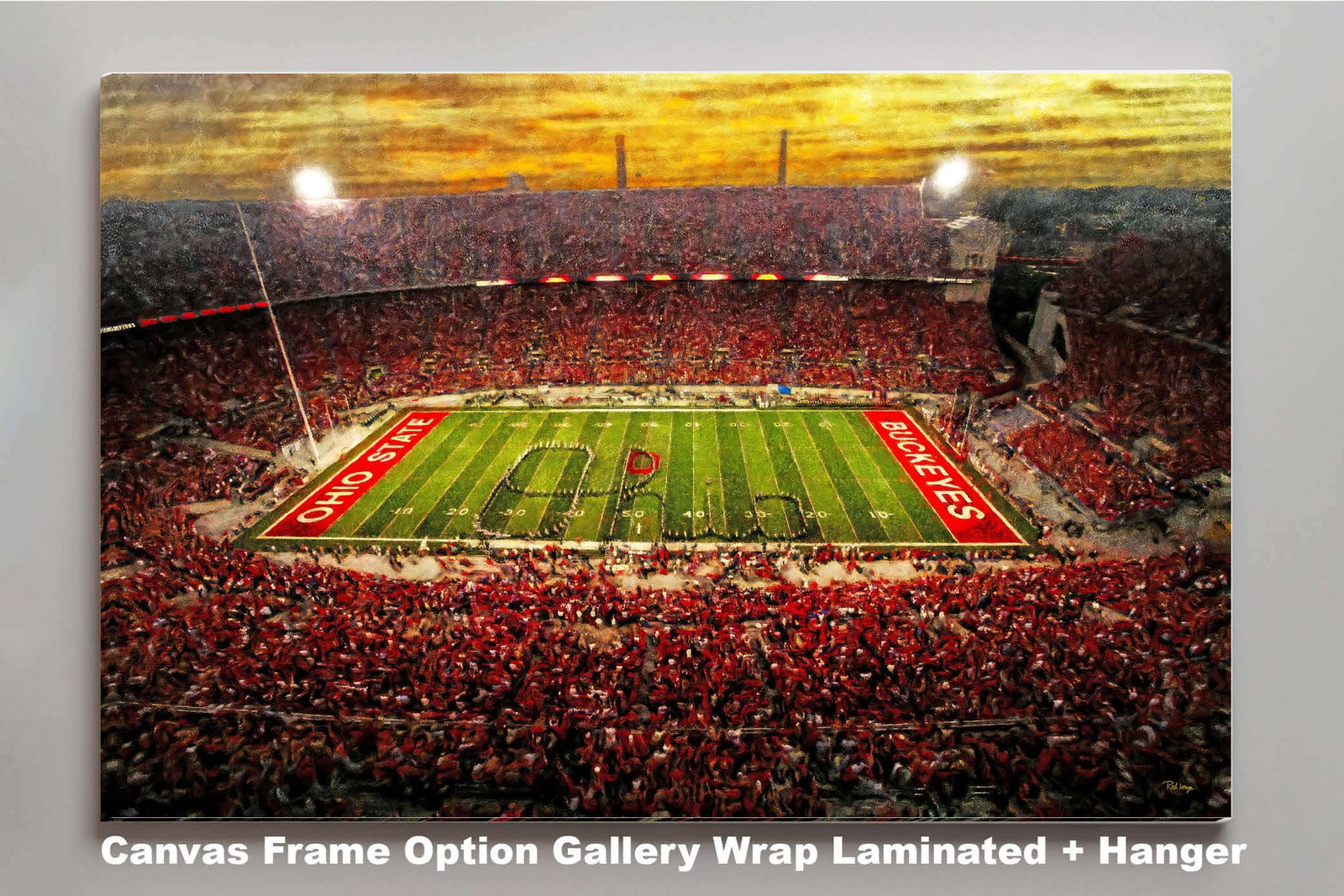 OSU Football poster painting print pic football team field Buckeyes College NCAA Ohio Stadium artwork OSUstd1MC1 3