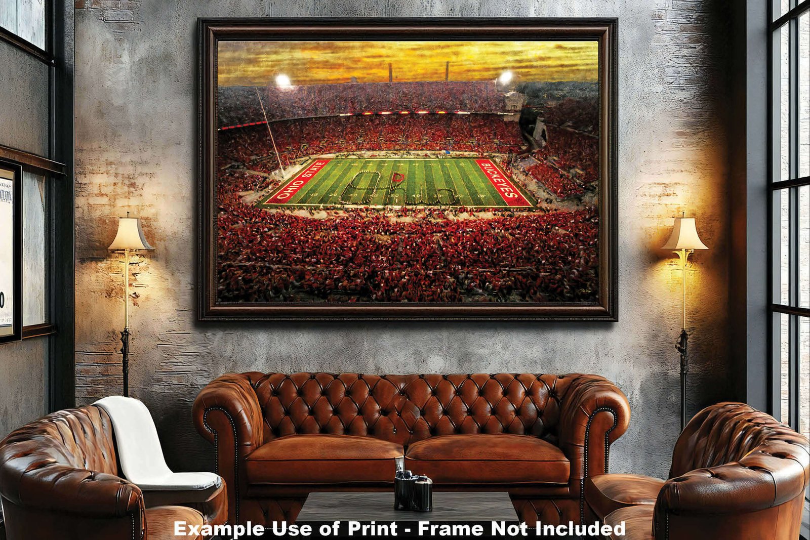 OSU Football poster painting print pic football team field Buckeyes College NCAA Ohio Stadium artwork OSUstd1MC1 5