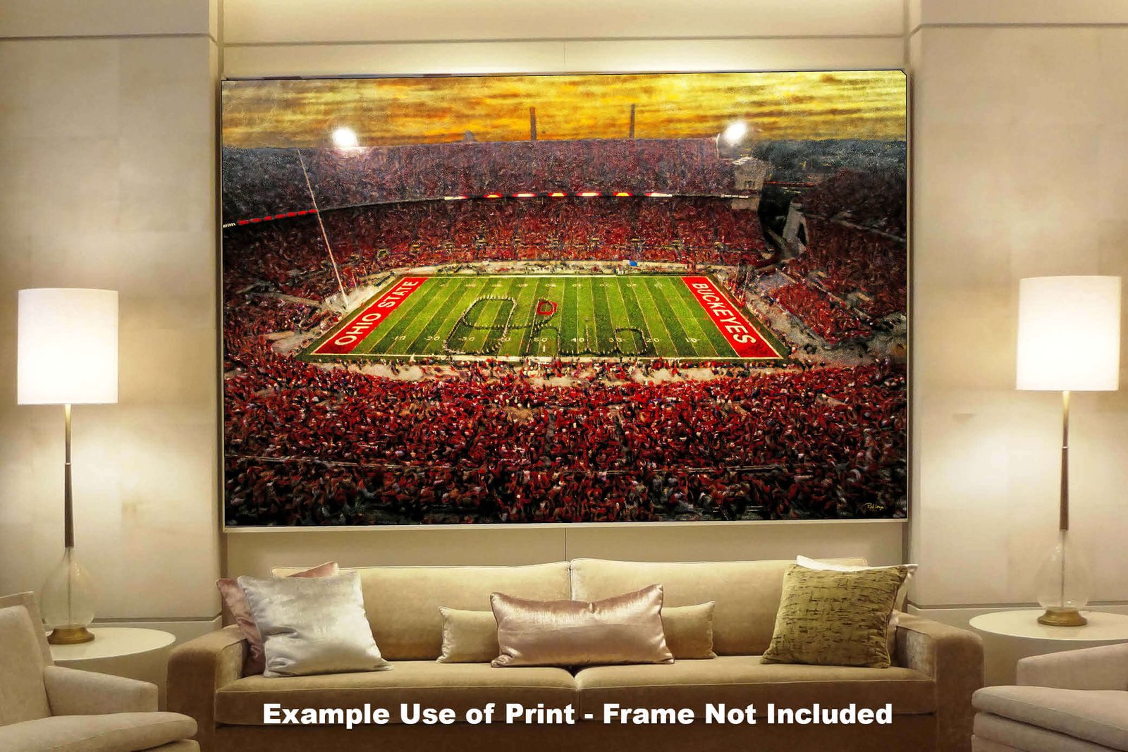 OSU Football poster painting print pic football team field Buckeyes College NCAA Ohio Stadium artwork OSUstd1MC1 8