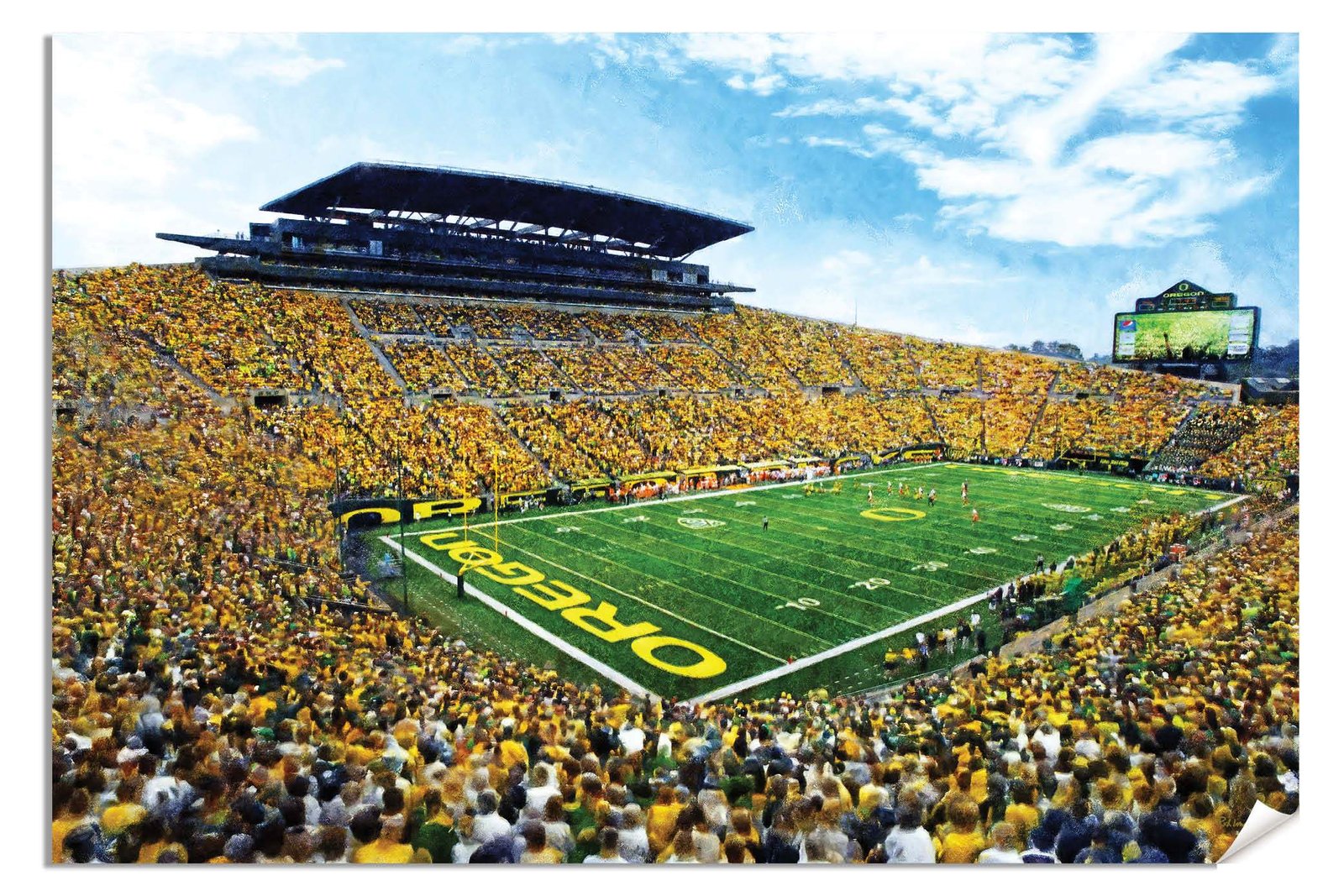 Oregon Ducks artwork football team pic poster field Autzen Stadium painting print College NCAA OrgnDck2MC1