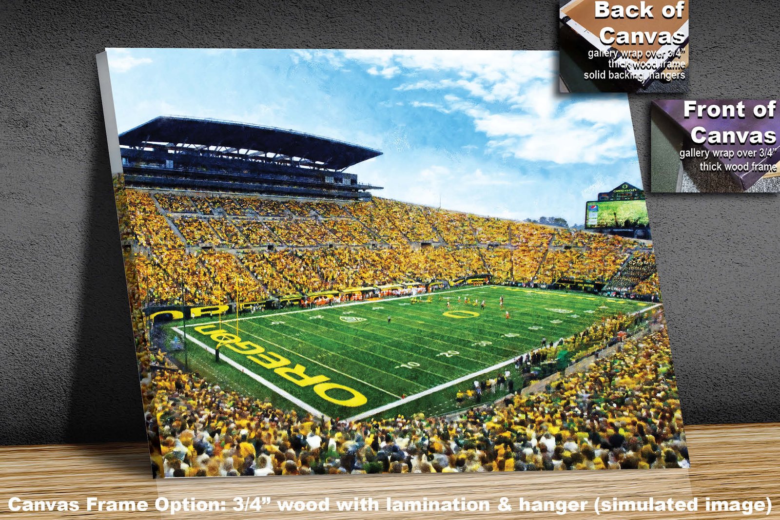 Oregon Ducks artwork football team pic poster field Autzen Stadium painting print College NCAA OrgnDck2MC1 2