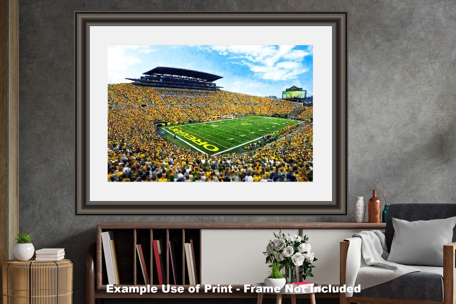 Oregon Ducks artwork football team pic poster field Autzen Stadium painting print College NCAA OrgnDck2MC1 20