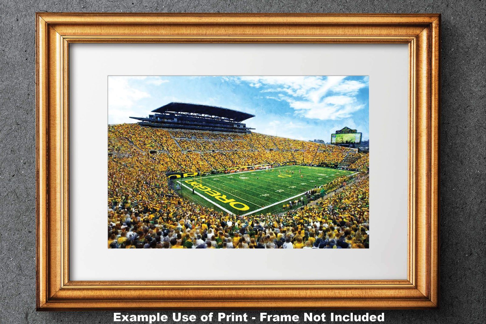 Oregon Ducks artwork football team pic poster field Autzen Stadium painting print College NCAA OrgnDck2MC1 21