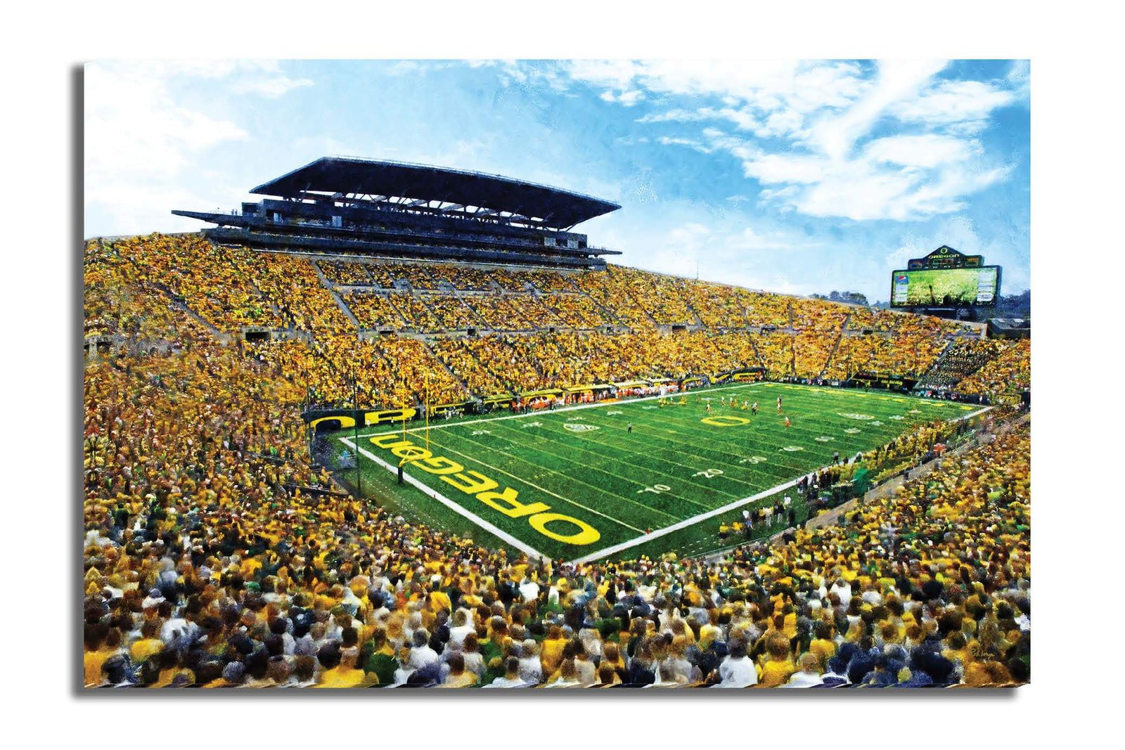 Oregon Ducks artwork football team pic poster field Autzen Stadium painting print College NCAA OrgnDck2MC1 27