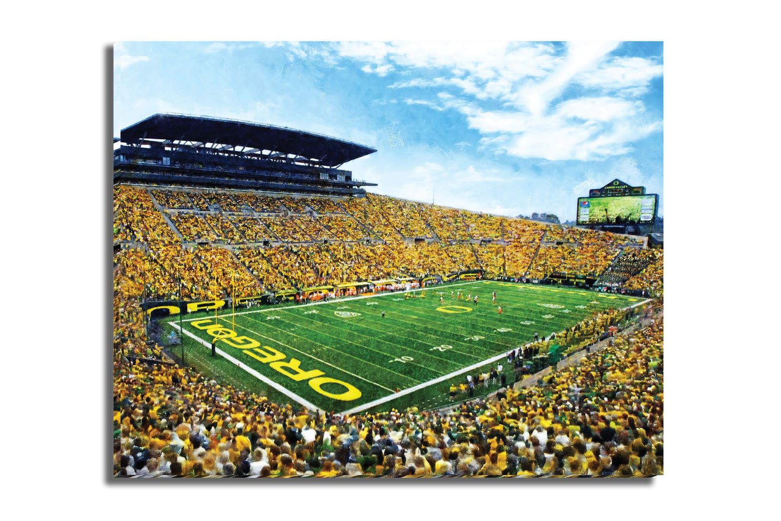 Oregon Ducks artwork football team pic poster field Autzen Stadium painting print College NCAA OrgnDck2MC1 28
